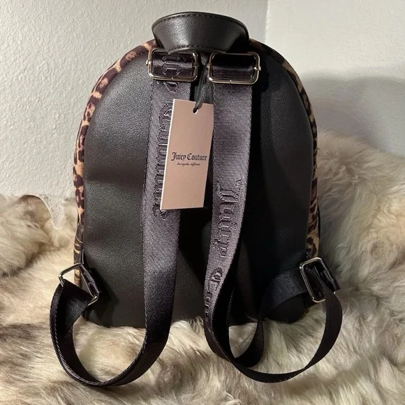 Juicy Couture Juicy For All Velour Backpack - Cheetah / Leopard Print Bag - Picture 3 of 5